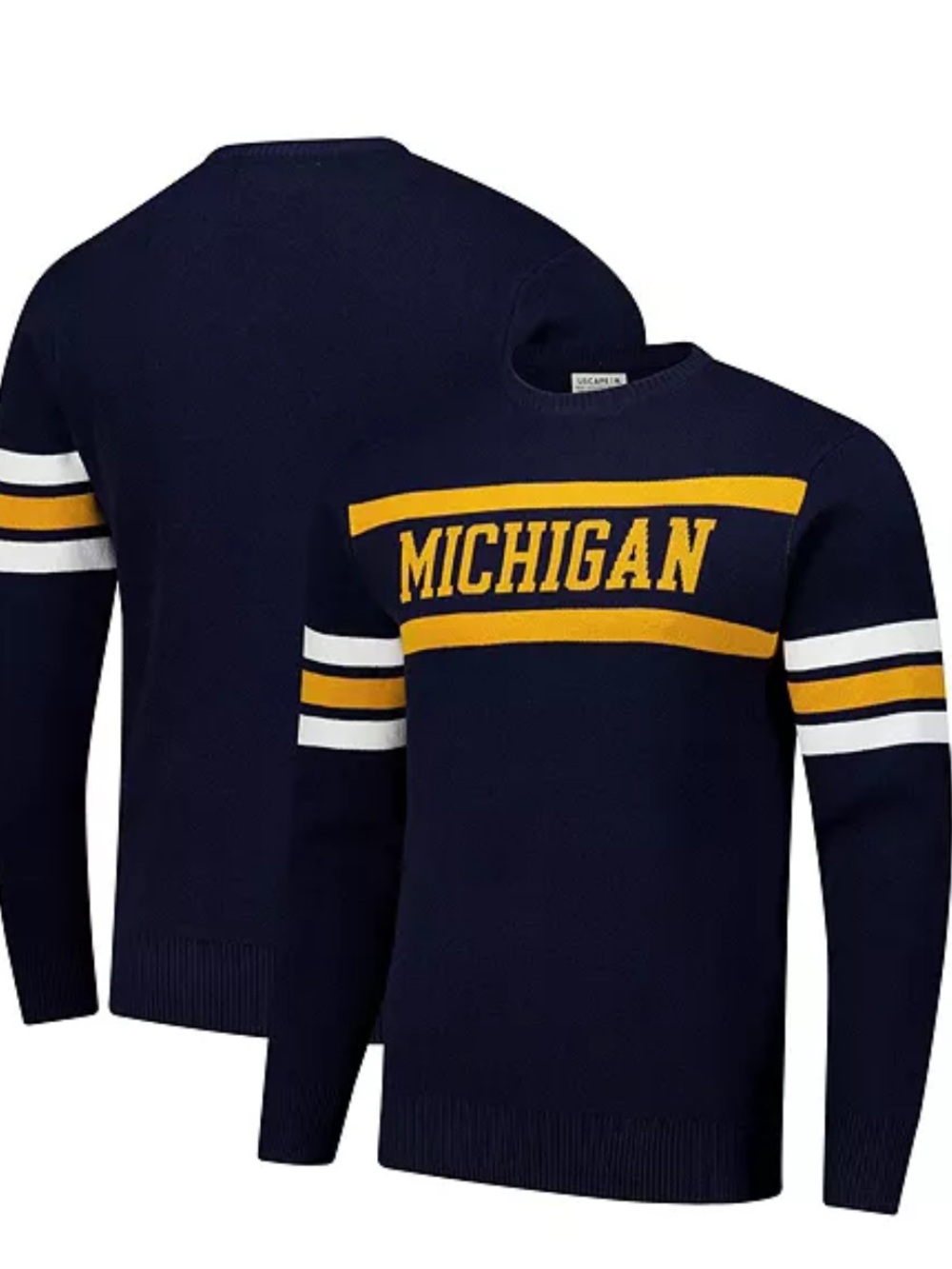 Michigan Navy & Yellow Knit Pullover Sweater